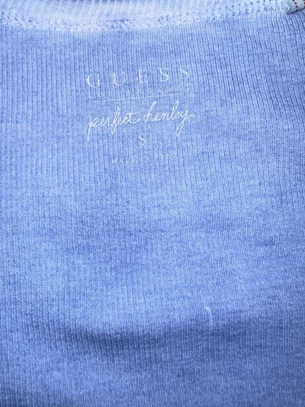 Guess Light Blue Short Sleeve Henley Top - Picture 4 of 5